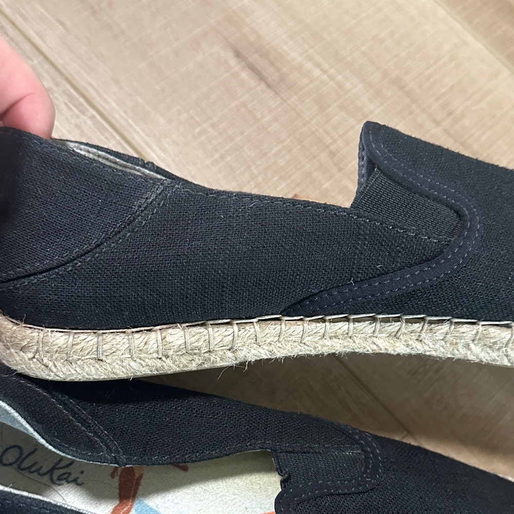 OluKai Black Canvas Slip-On Espadrille - Picture 5 of 12